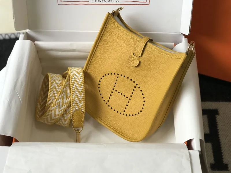 Hermes Yellow Leather Crossbody Satchel Bag