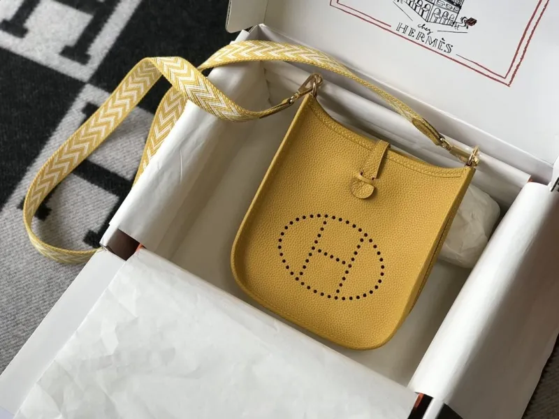 Alternative view of Hermes Yellow Leather Crossbody Satchel Bag