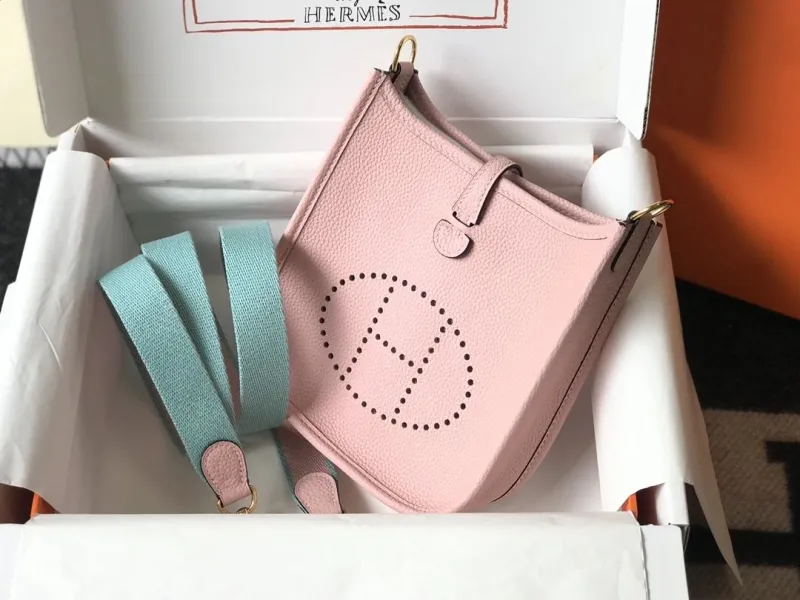 Hermes Pink Leather Crossbody Satchel Bag
