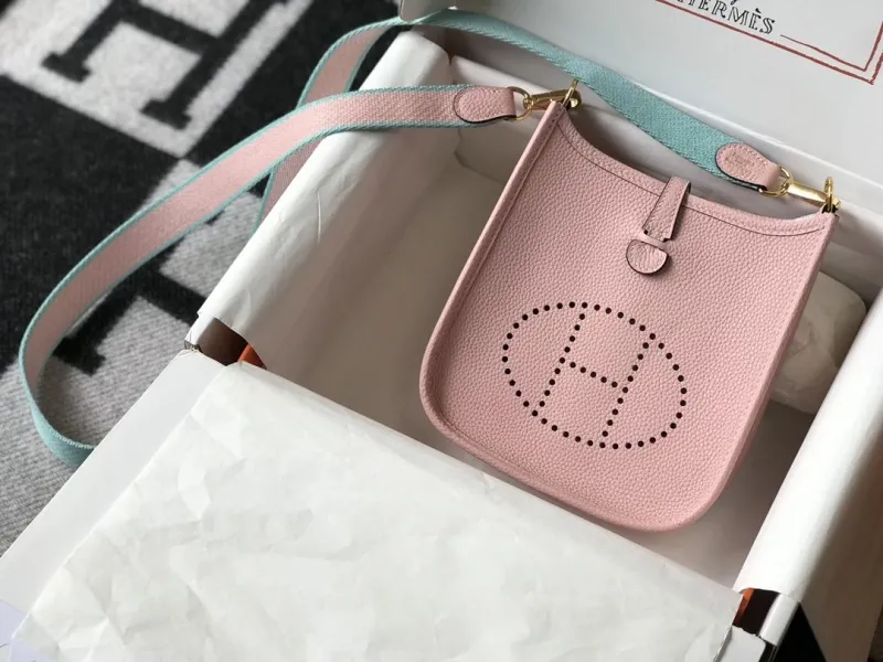 Alternative view of Hermes Pink Leather Crossbody Satchel Bag