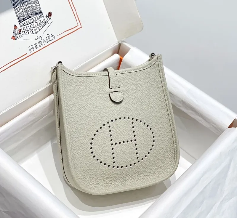 Hermes Light Gray Crossbody Satchel Bag 203