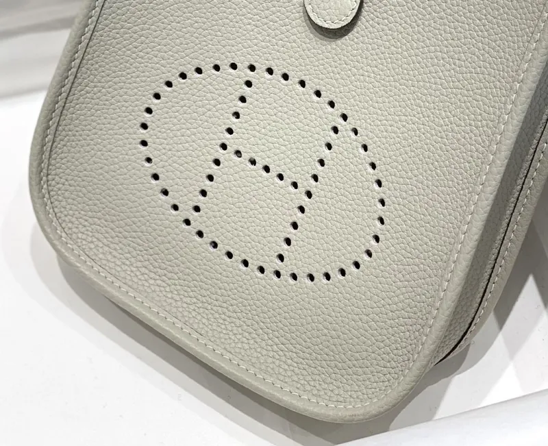 Hermes Light Gray Crossbody Satchel Bag 203 - Image 8