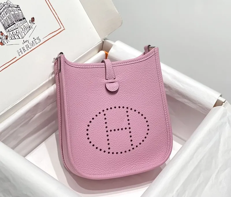 Hermes Pink Leather Crossbody Satchel Bag 204