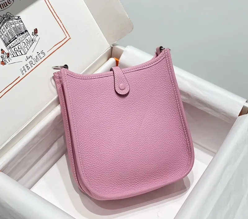 Alternative view of Hermes Pink Leather Crossbody Satchel Bag 204