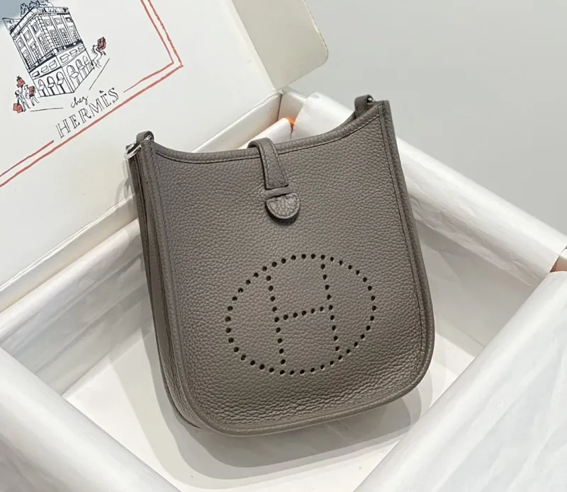 Hermes Gray Leather Satchel Bag 205