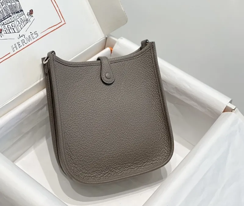 Alternative view of Hermes Gray Leather Satchel Bag 205