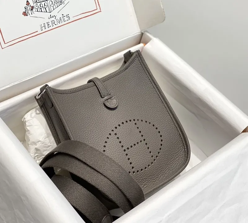 Hermes Gray Leather Satchel Bag 205 - Image 3