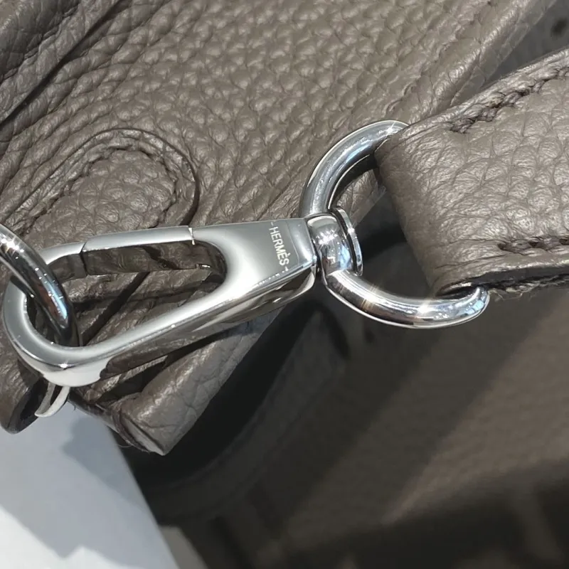 Hermes Gray Leather Satchel Bag 205 - Image 6