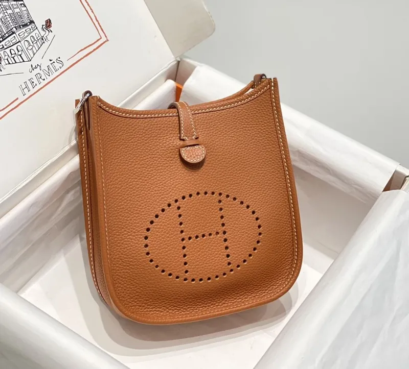Hermes Brown Leather Crossbody Satchel Bag 207