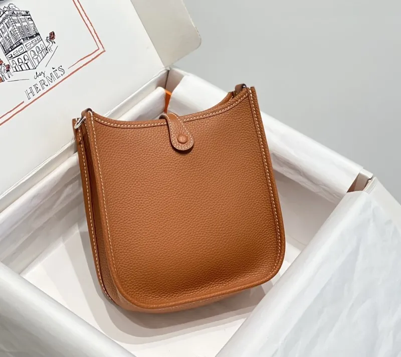 Alternative view of Hermes Brown Leather Crossbody Satchel Bag 207