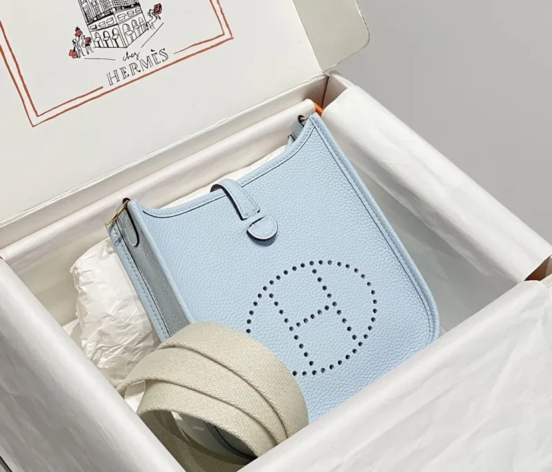 Hermes Light Blue Leather Satchel Bag 209 - Image 3
