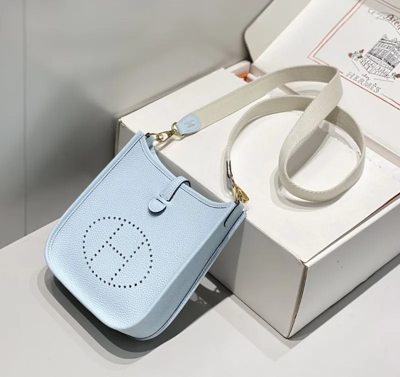 Hermes Light Blue Leather Satchel Bag 209 - Image 4