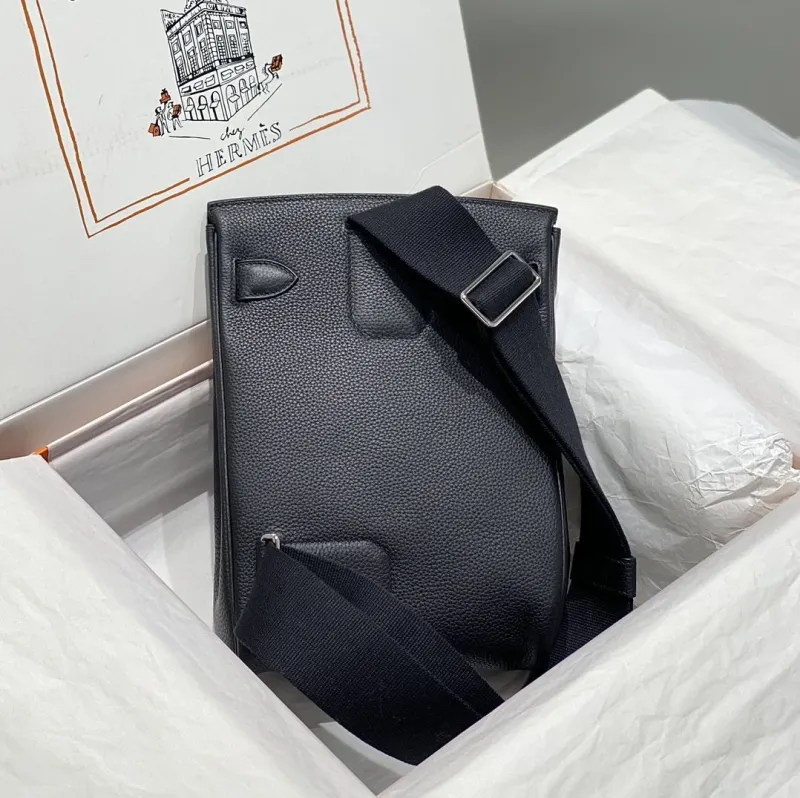 Alternative view of Hermes Black Leather Satchel Crossbody Bag 211