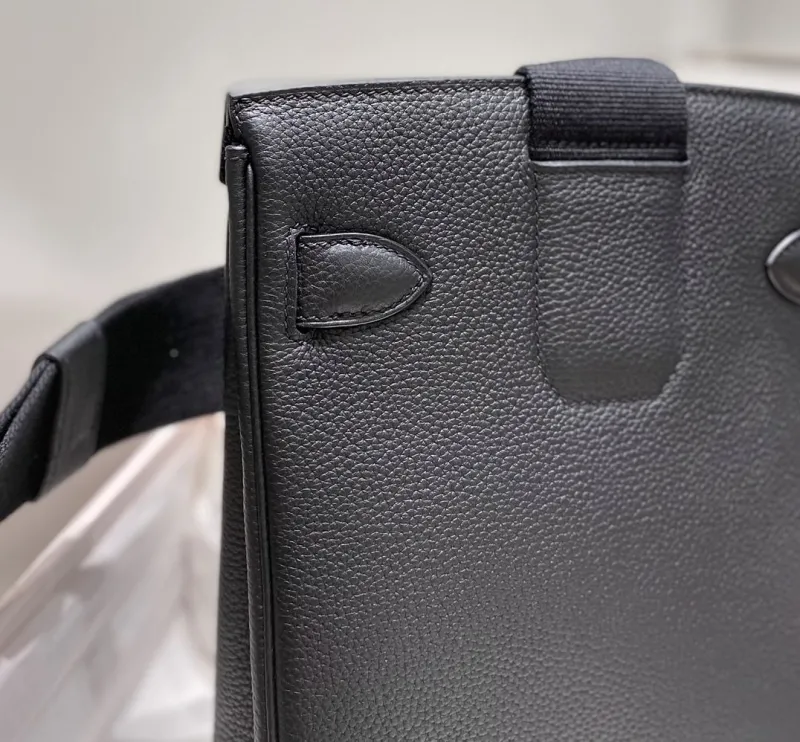 Hermes Black Leather Satchel Crossbody Bag 211 - Image 5