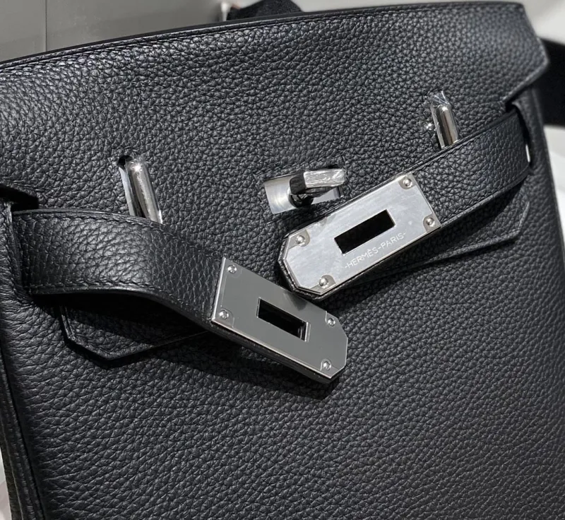 Hermes Black Leather Satchel Crossbody Bag 211 - Image 6