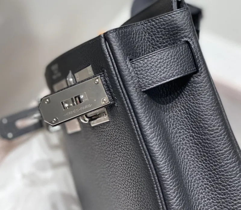 Hermes Black Leather Satchel Crossbody Bag 211 - Image 8