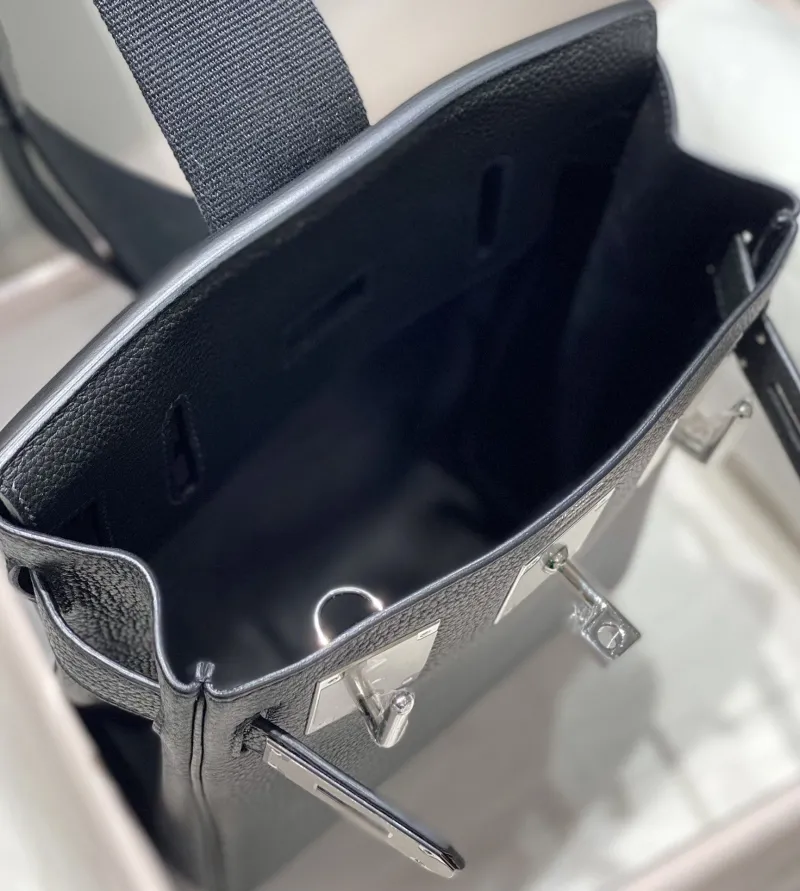 Hermes Black Leather Satchel Crossbody Bag 211 - Image 9