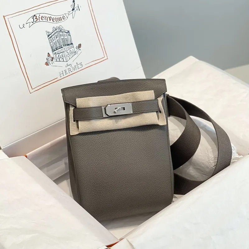 Hermes Gray Crossbody Satchel Bag 212