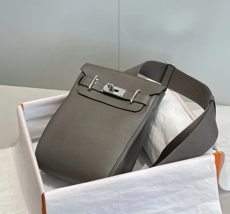 Hermes Gray Crossbody Satchel Bag 212 - Image 4