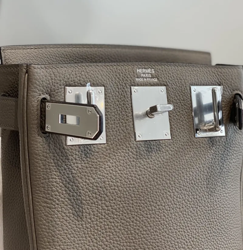 Hermes Gray Crossbody Satchel Bag 212 - Image 7