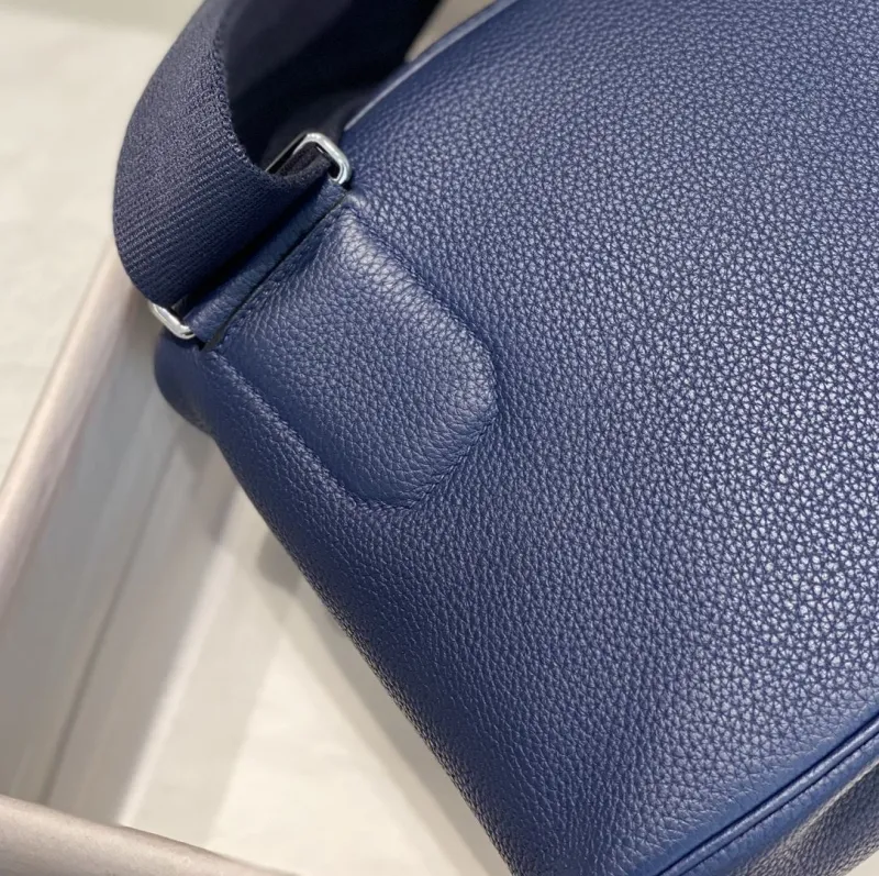 Hermes Navy Blue Leather Crossbody Satchel Bag - Image 6