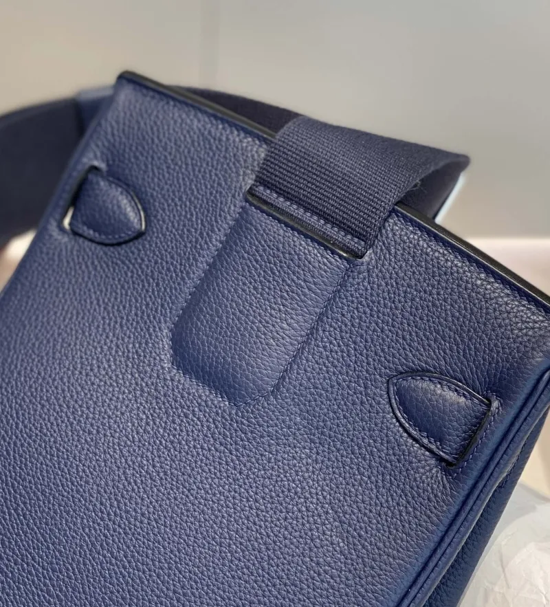 Hermes Navy Blue Leather Crossbody Satchel Bag - Image 7