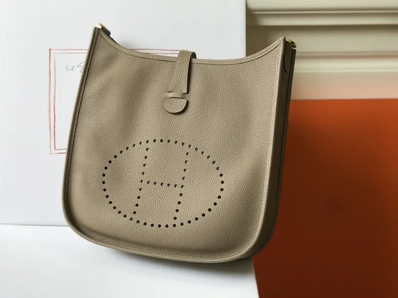 Hermes Taupe Leather Satchel Bag 217