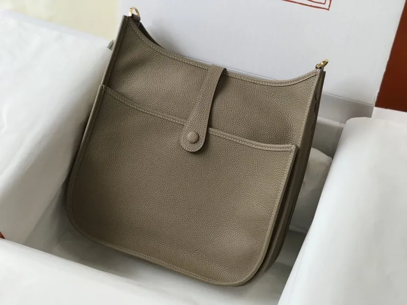 Hermes Taupe Leather Satchel Bag 217 - Image 3