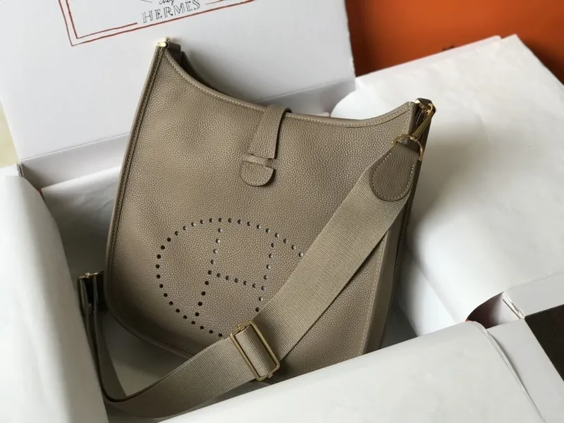 Hermes Taupe Leather Satchel Bag 217 - Image 4