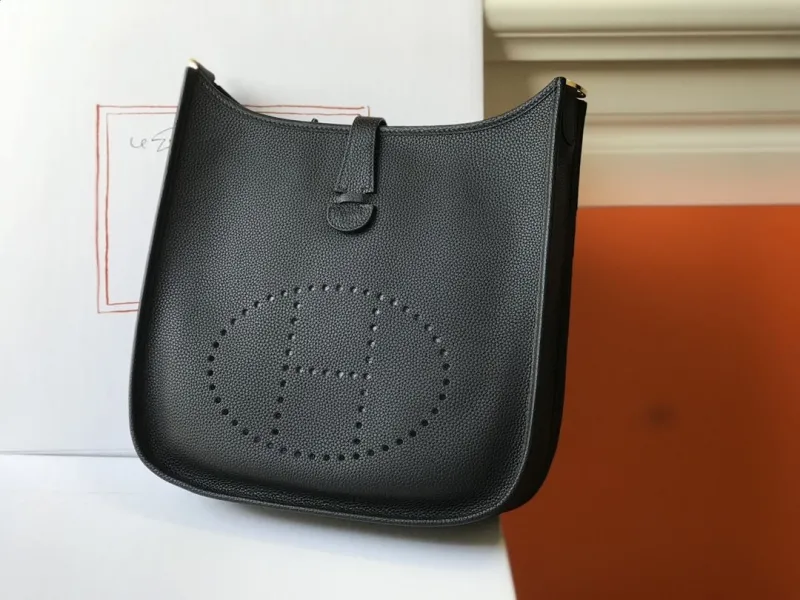 Hermes Black Leather Satchel Bag 218