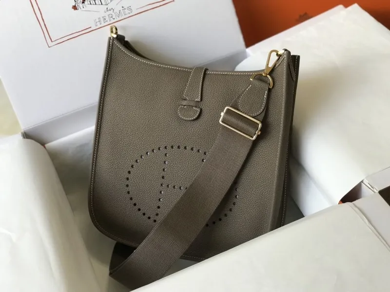 Alternative view of Hermes Taupe Leather Satchel Bag 219