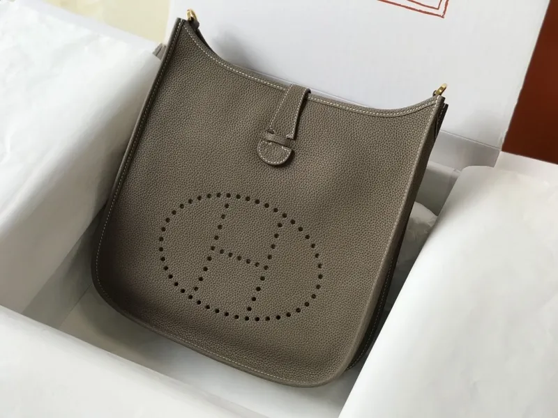 Hermes Taupe Leather Satchel Bag 219 - Image 3