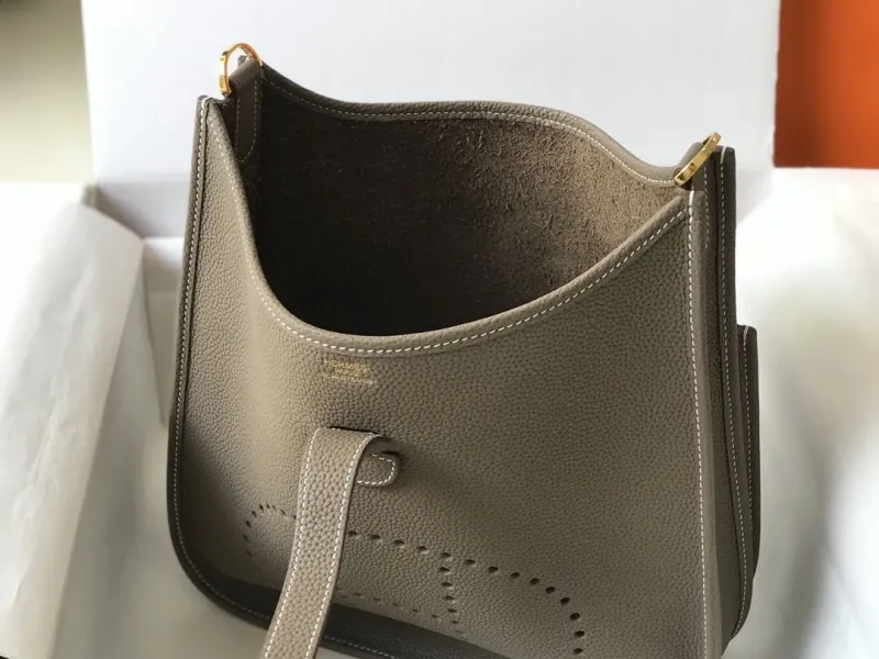 Hermes Taupe Leather Satchel Bag 219 - Image 8