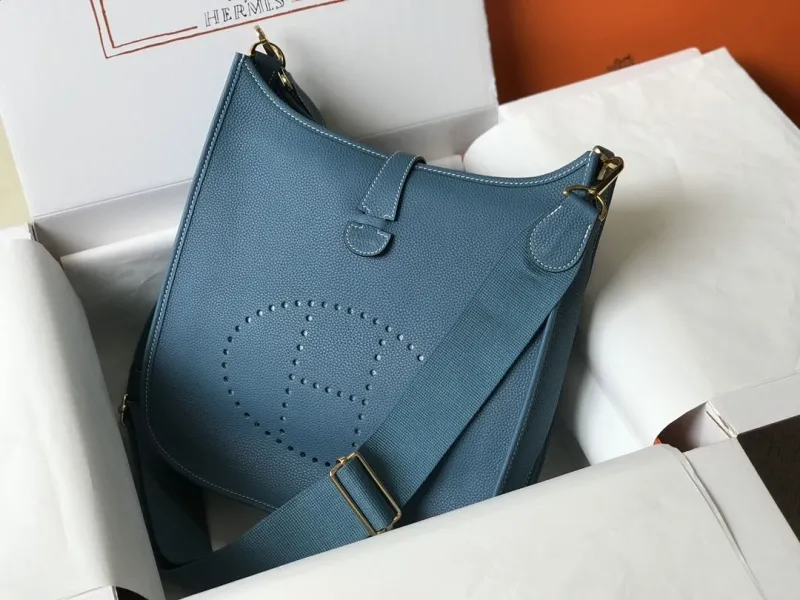 Hermes Blue Leather Satchel Bag 220 - Image 4
