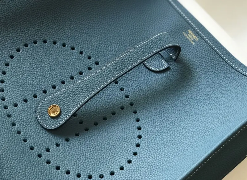 Hermes Blue Leather Satchel Bag 220 - Image 5