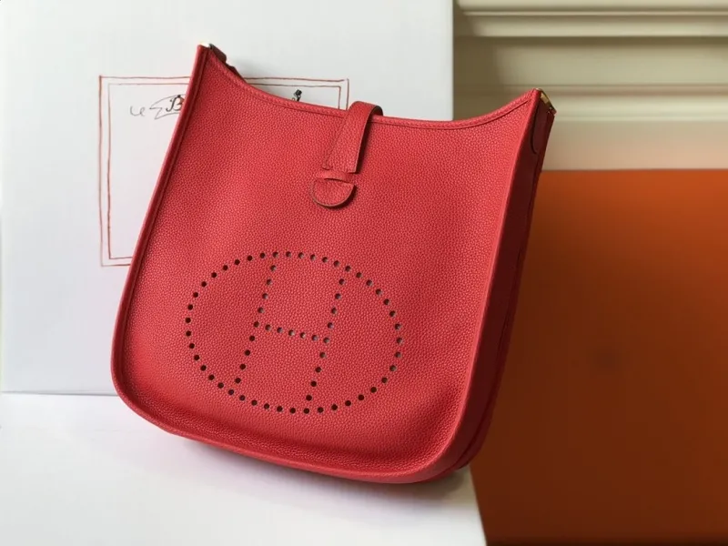 Hermes Red Leather Satchel Bag 222