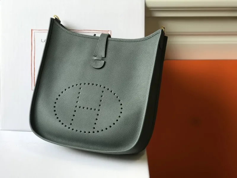 Hermes Dark Green Leather Satchel Bag 225