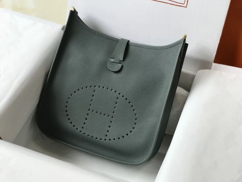 Alternative view of Hermes Dark Green Leather Satchel Bag 225
