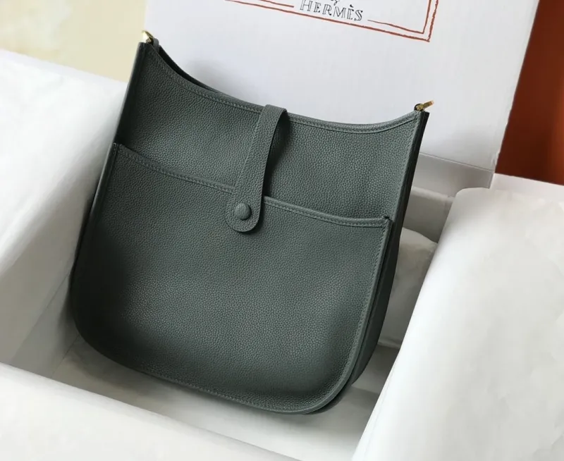 Hermes Dark Green Leather Satchel Bag 225 - Image 3