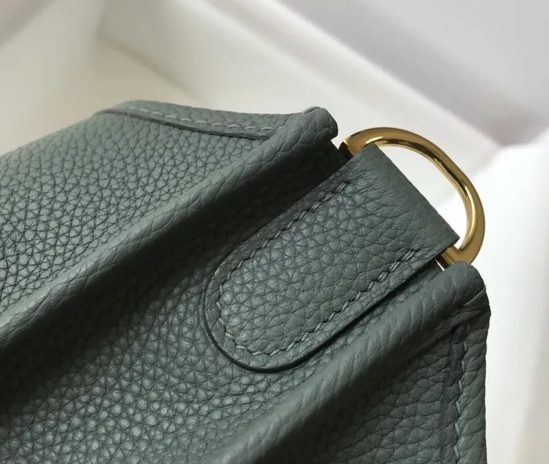 Hermes Dark Green Leather Satchel Bag 225 - Image 8