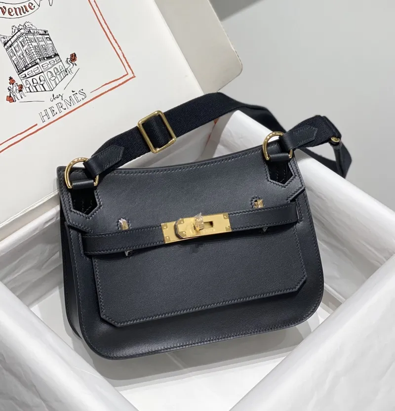 Hermes Black Crossbody Satchel Bag 227