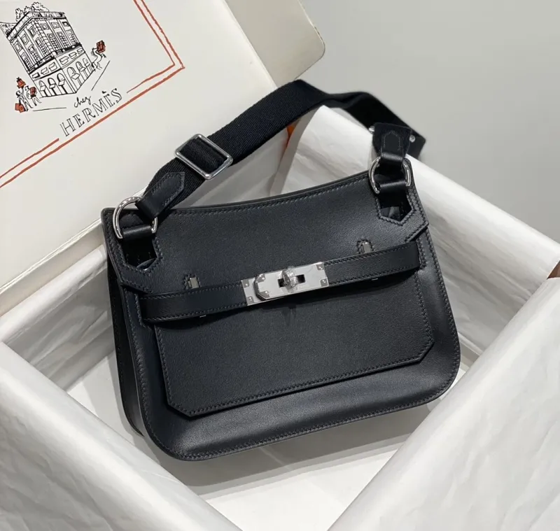 Hermes Black Leather Satchel Bag 228