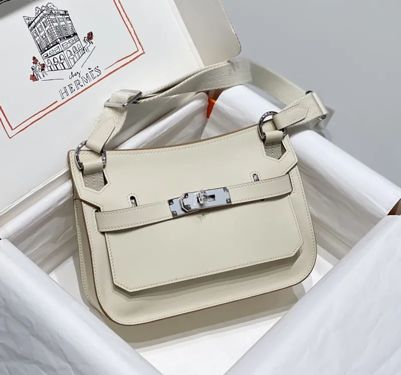 Hermes Cream Leather Satchel Shoulder Bag