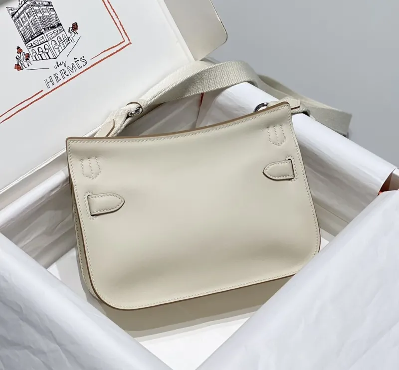 Alternative view of Hermes Cream Leather Satchel Shoulder Bag