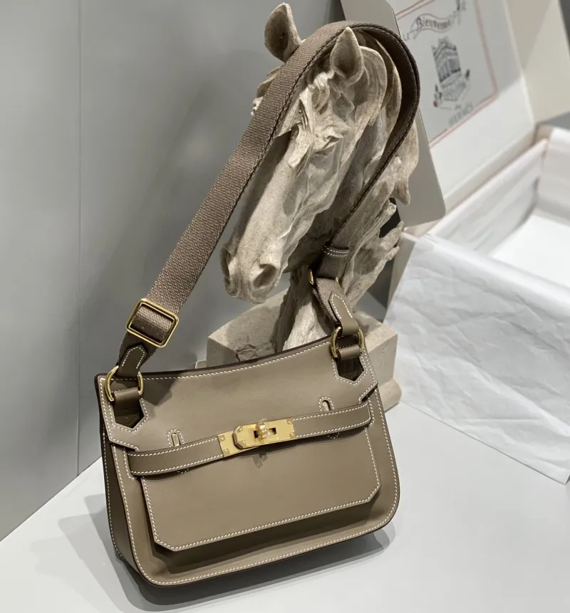Hermes Taupe Crossbody Satchel Bag 231 - Image 3