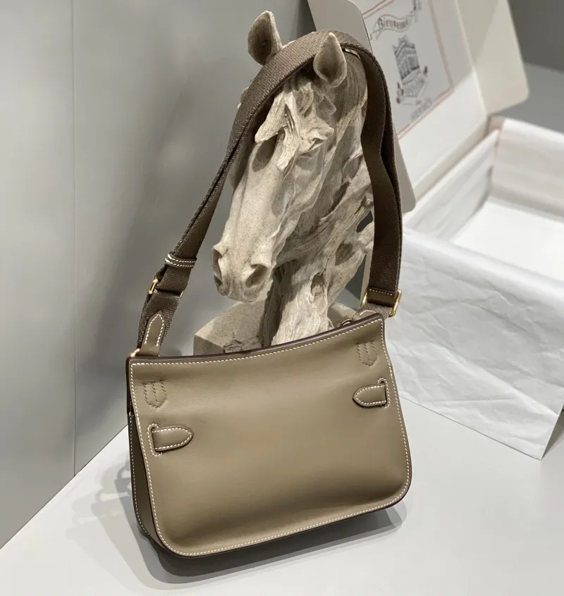 Hermes Taupe Crossbody Satchel Bag 231 - Image 4
