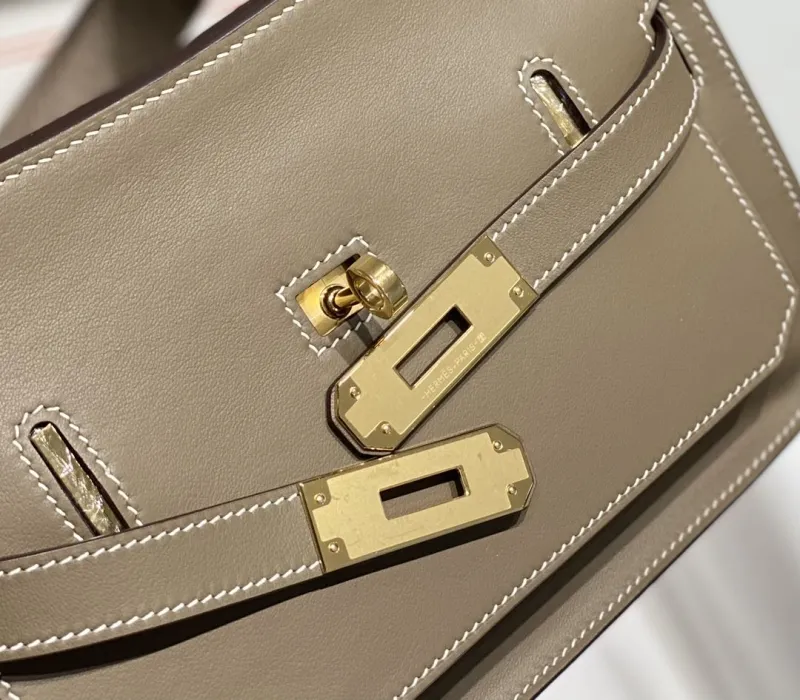 Hermes Taupe Crossbody Satchel Bag 231 - Image 5