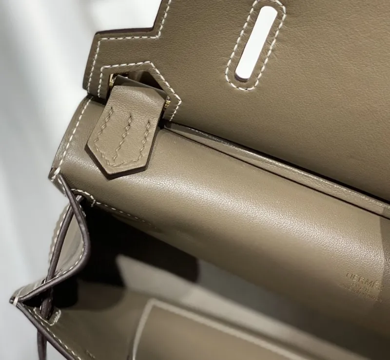 Hermes Taupe Crossbody Satchel Bag 231 - Image 6