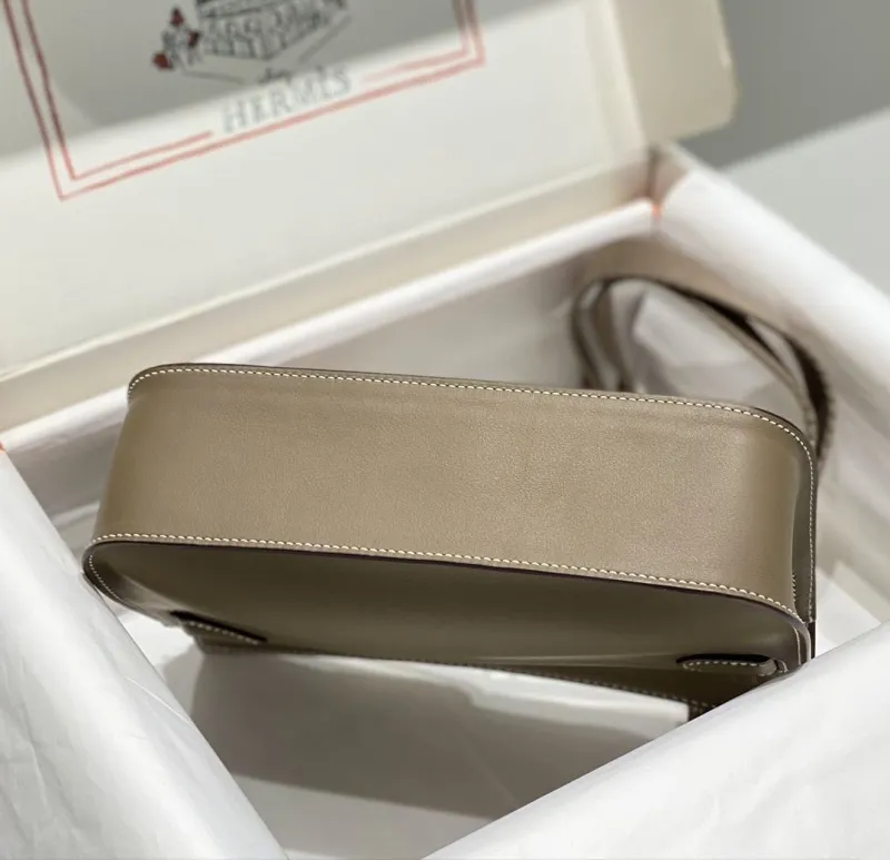 Hermes Taupe Crossbody Satchel Bag 231 - Image 7