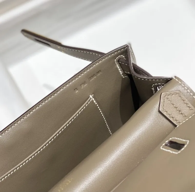 Hermes Taupe Crossbody Satchel Bag 231 - Image 8
